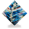 Blue Palm Abstract Art Glass 16"L x 16"H